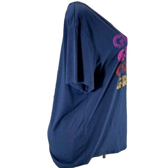 Modern Canvas XL Navy Blue Girl Power Statement Graphic Crew Short Sleeve Tee - Picture 3 of 6